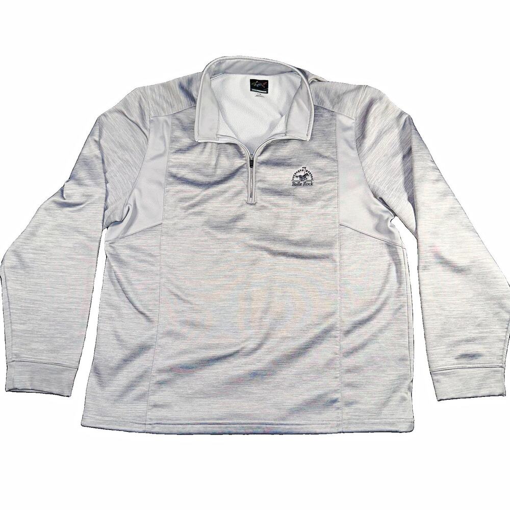 Greg Norman Mens Large Gray Bulle Rock Golf 1/4 Zip Pullover Fleece Jacket L